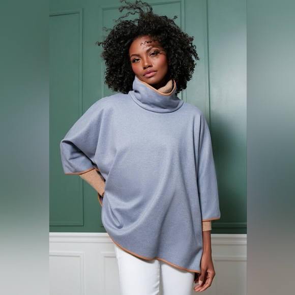 Tuckernuck Slate Leather Trim Funnel Piper Poncho - Picture 8 of 11